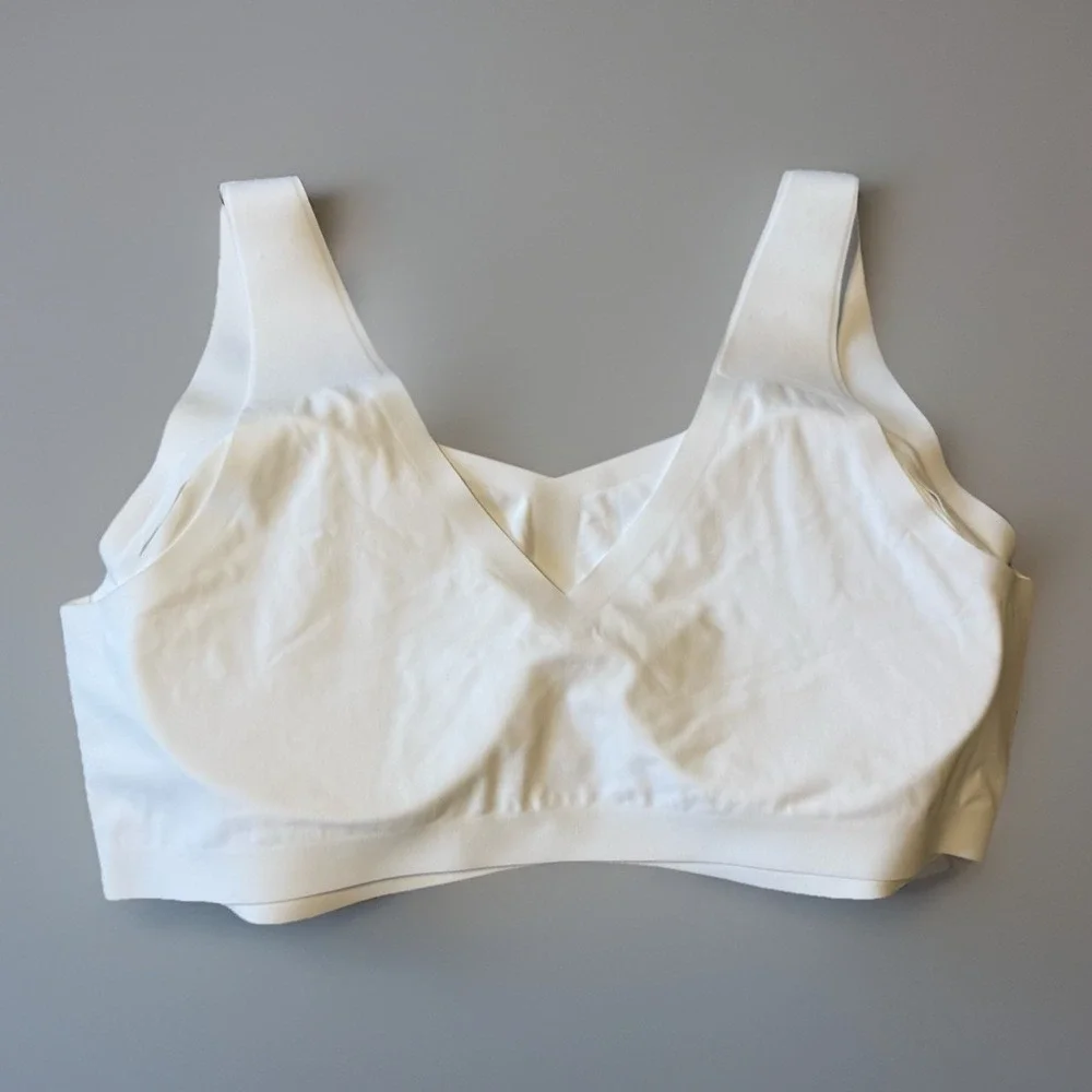NWT Honeylove V Neck Bra‎ Liftwear Wireless Support White Womens 3X Padded - Picture 3 of 7
